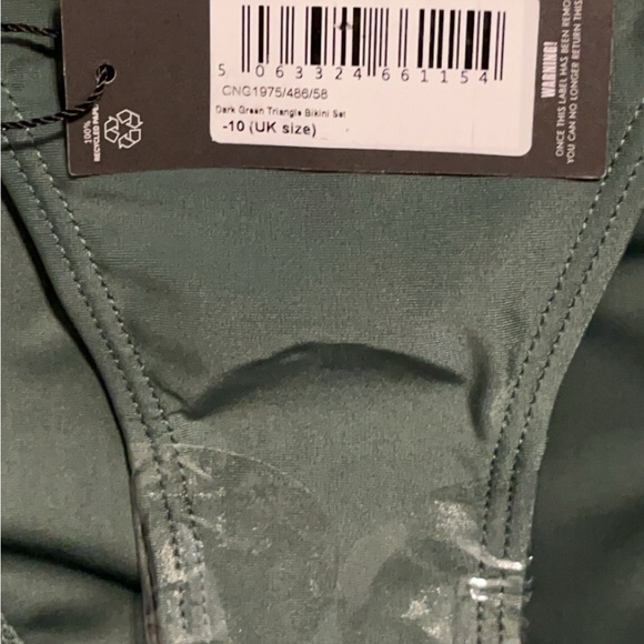 NWT Pretty Little Thing (PLT) Dark Green Triangle Bikini Set - Picture 7 of 8